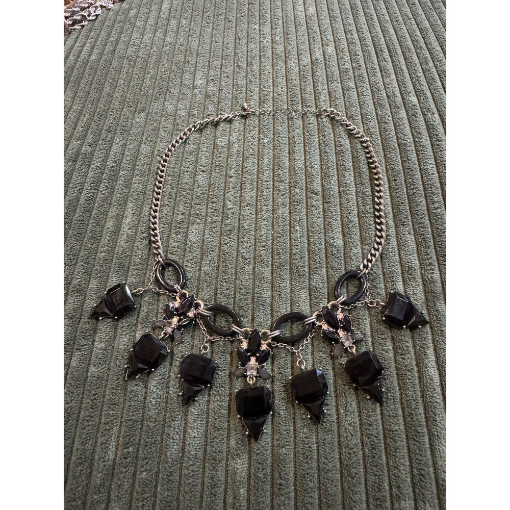 Art Deco Necklace Chunky Black Geometric Pendants Chain‎ Gothic Punk Fashion